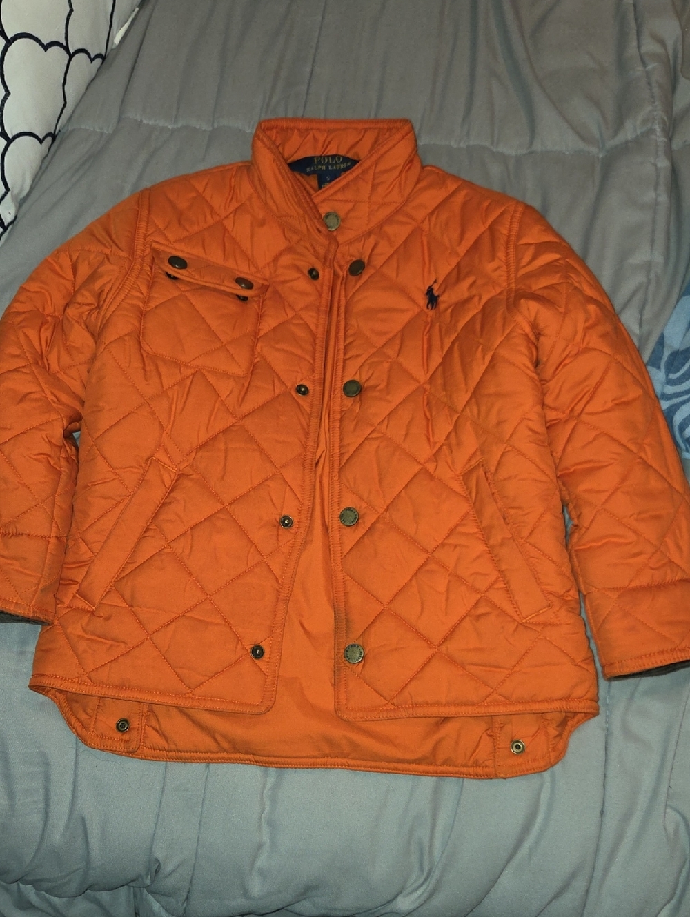Ralph Lauren Vibrant Orange Quilted Snap-Front Jacket
